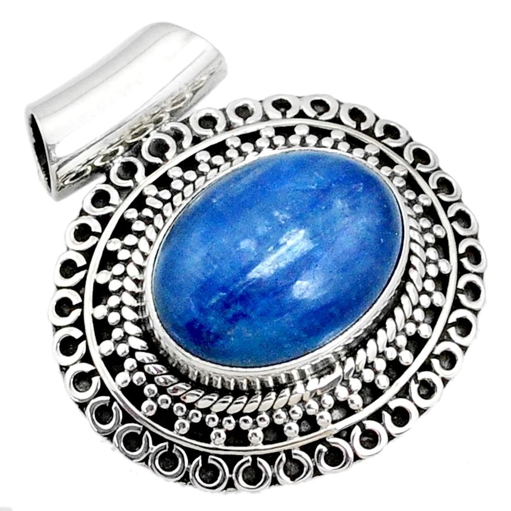 925 sterling silver 11.27cts natural blue kyanite oval pendant jewelry r72967
