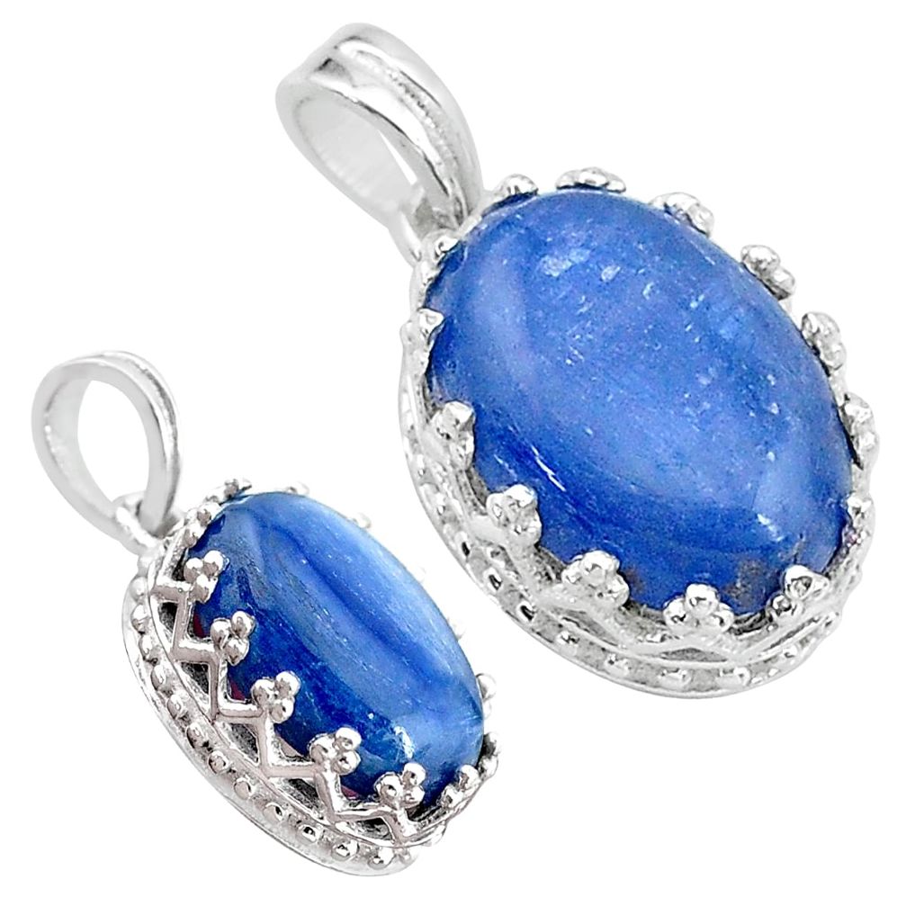 925 sterling silver 7.00cts natural blue kyanite oval pendant jewelry t20523