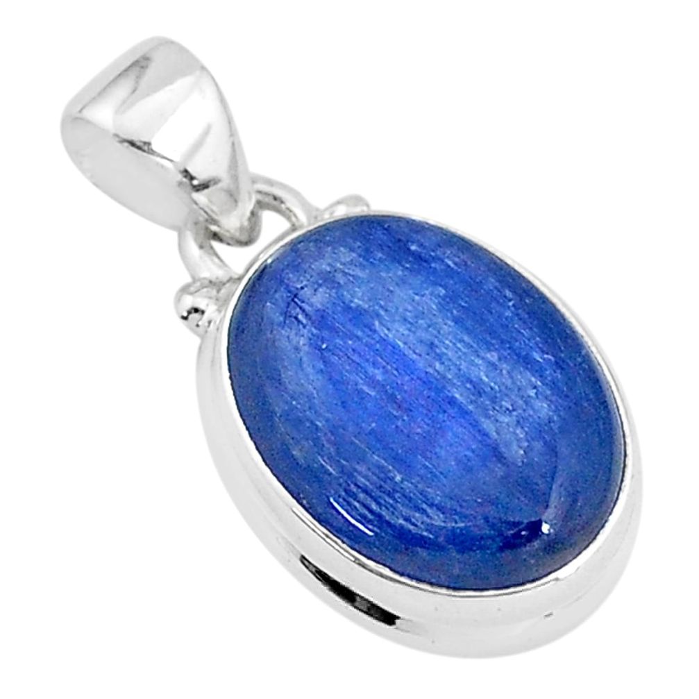 925 sterling silver 9.39cts natural blue kyanite oval handmade pendant t2143