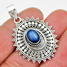 925 sterling silver 2.99cts natural blue kyanite oval pendant jewelry y6364