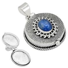 925 sterling silver 3.86cts natural blue kyanite oval poison box pendant u88105