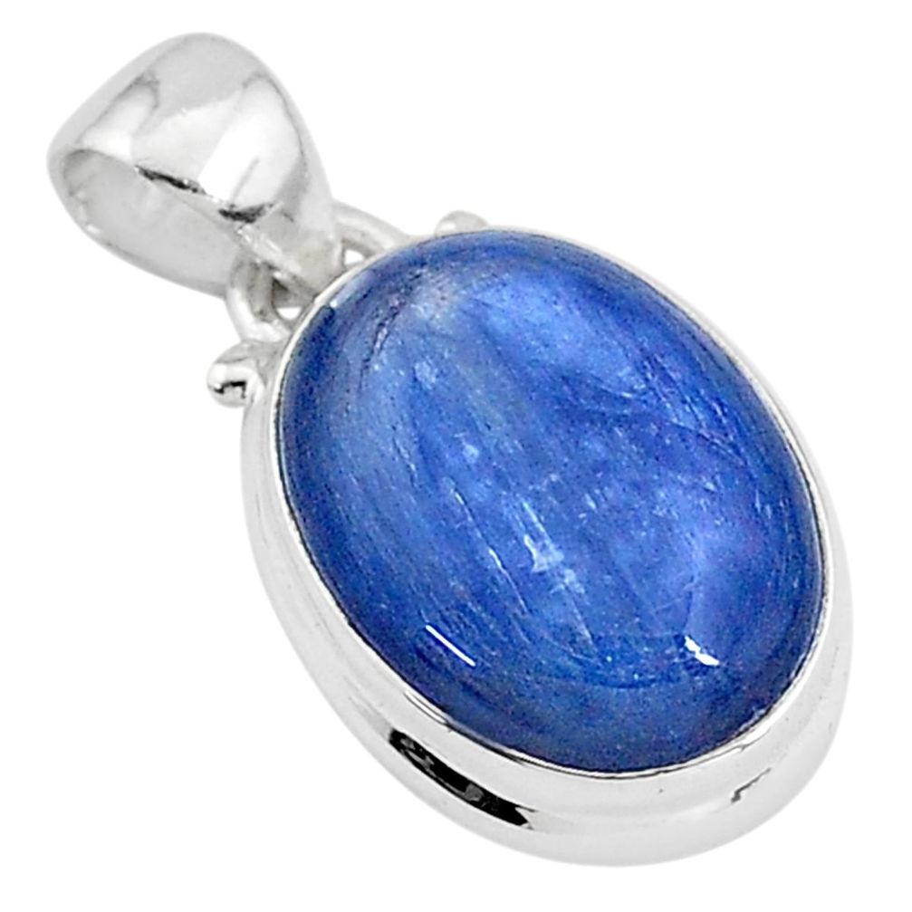 925 sterling silver 9.37cts natural blue kyanite oval shape pendant t2145