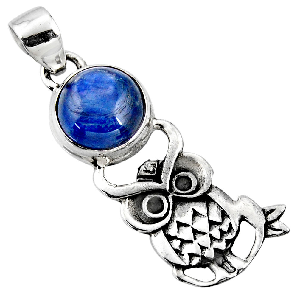 925 sterling silver 5.38cts natural blue kyanite owl pendant jewelry r52938