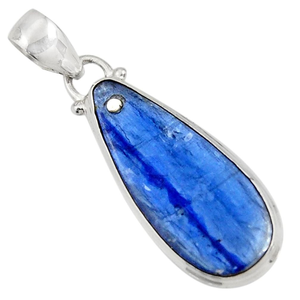 925 sterling silver 13.70cts natural blue kyanite pear pendant jewelry d42686