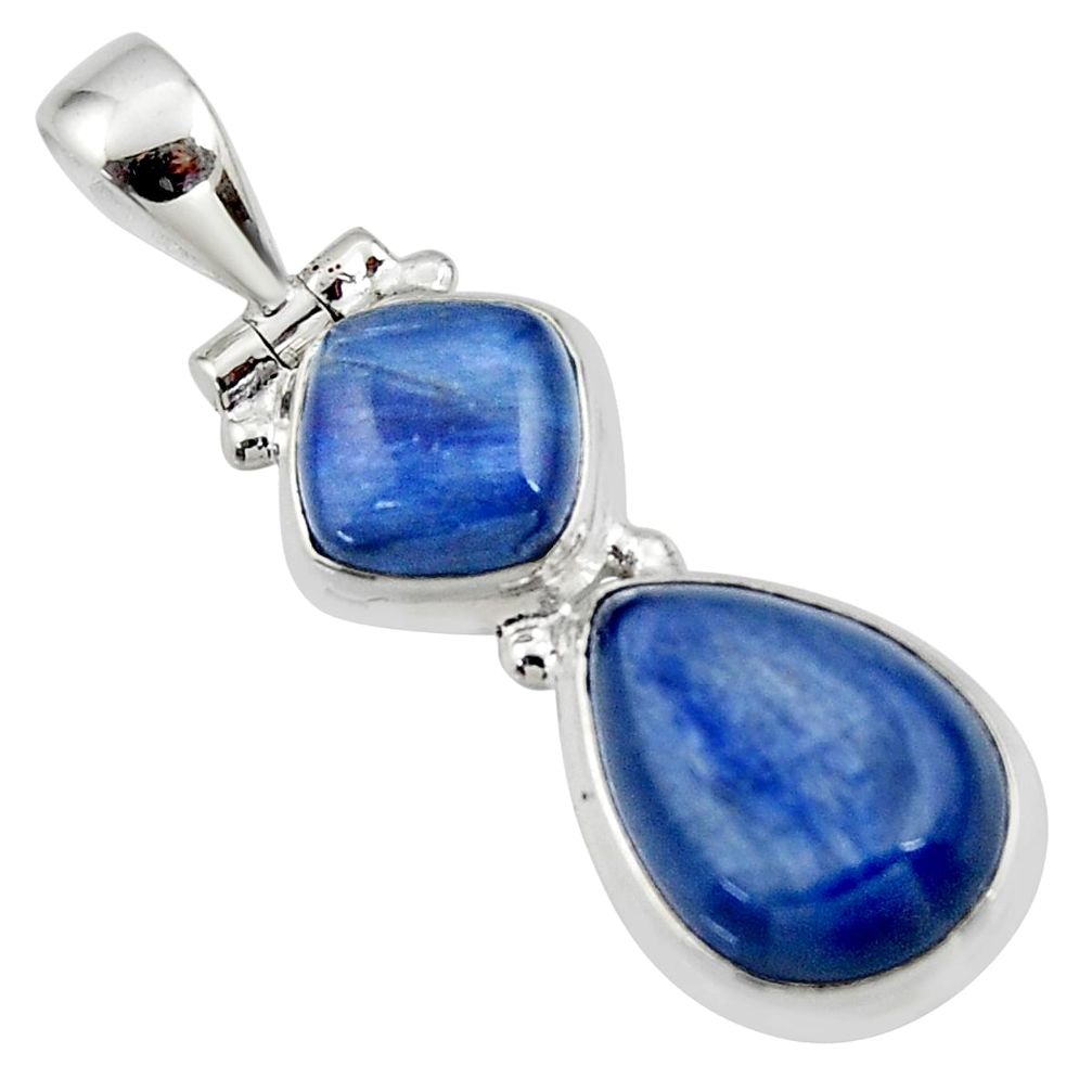925 sterling silver 9.23cts natural blue kyanite pear pendant jewelry r46868