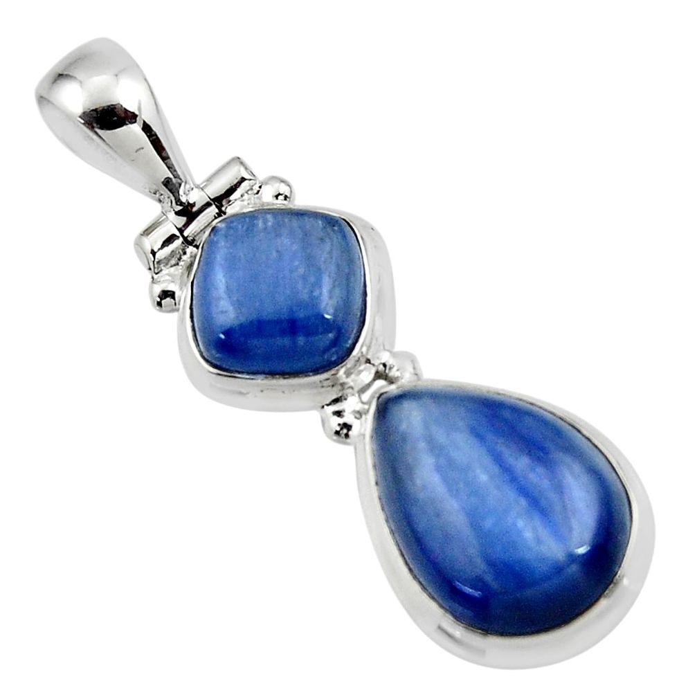 925 sterling silver 9.31cts natural blue kyanite pear pendant jewelry r46871