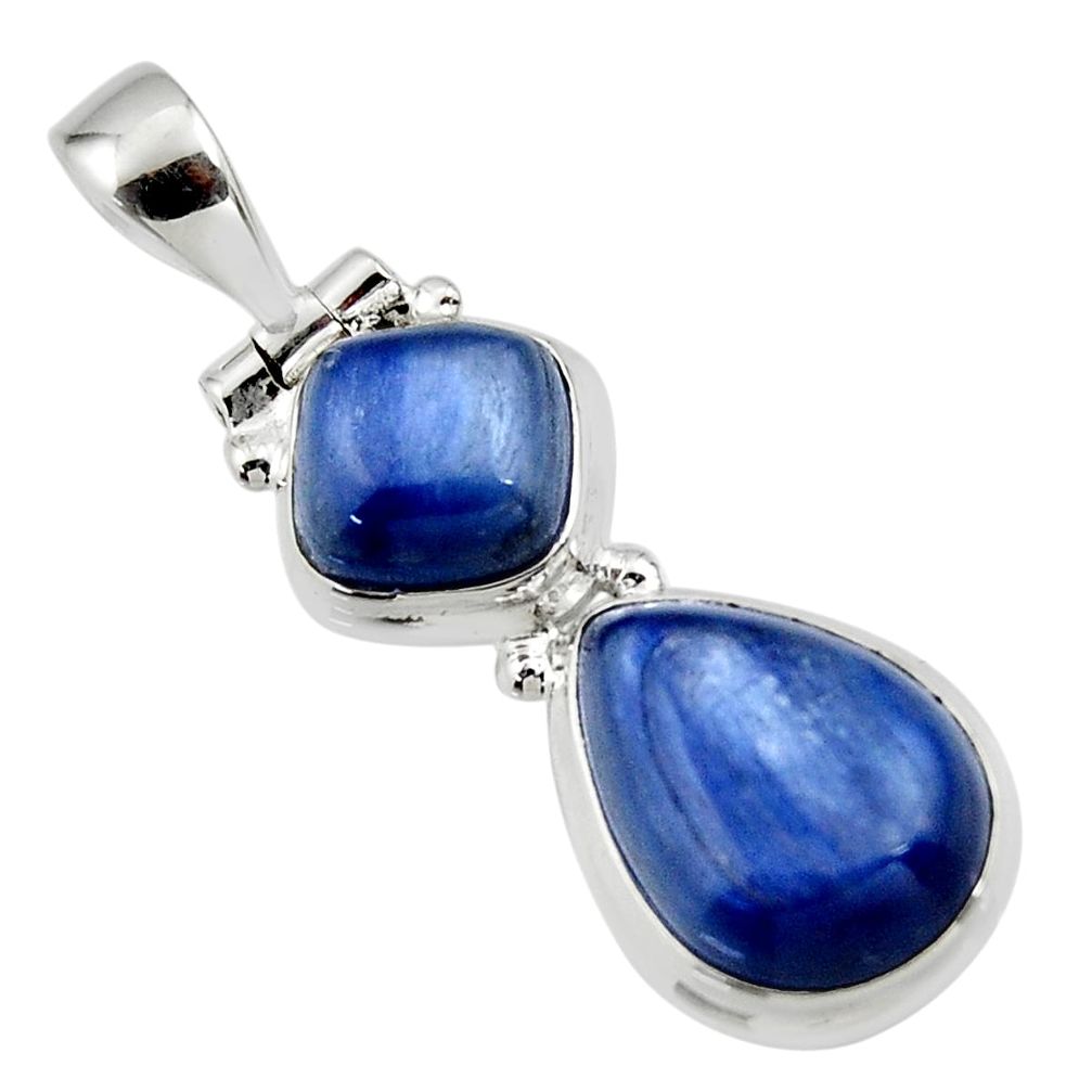 925 sterling silver 9.27cts natural blue kyanite pear pendant jewelry r46874