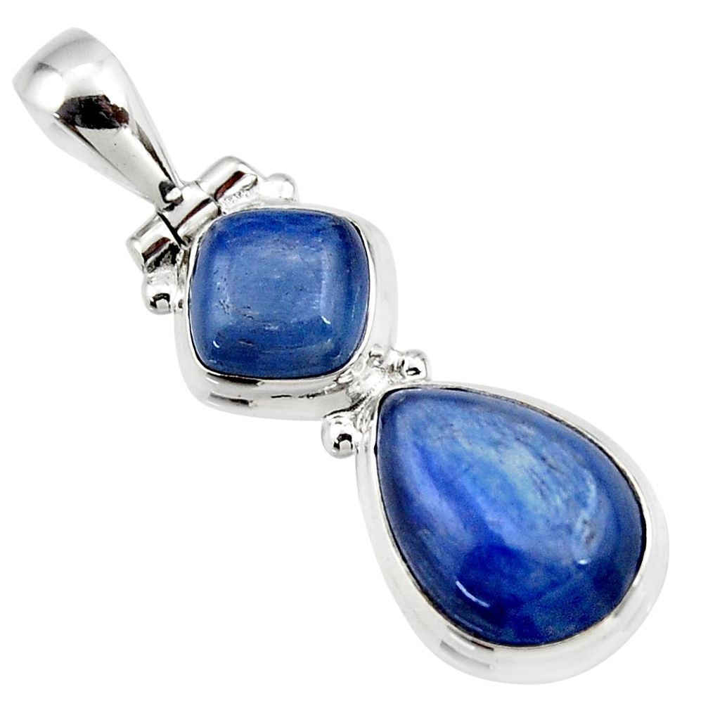 925 sterling silver 9.20cts natural blue kyanite pear pendant jewelry r46880