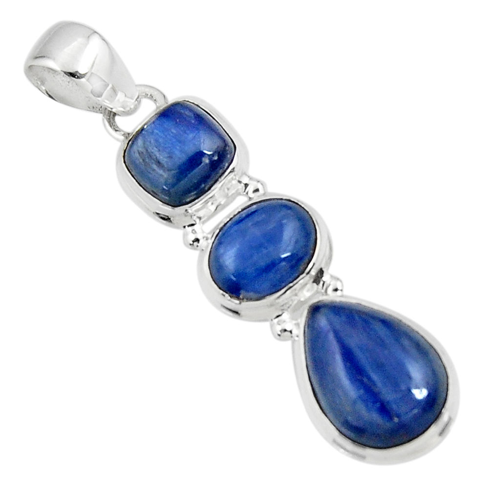 925 sterling silver 14.19cts natural blue kyanite pear pendant jewelry r47190