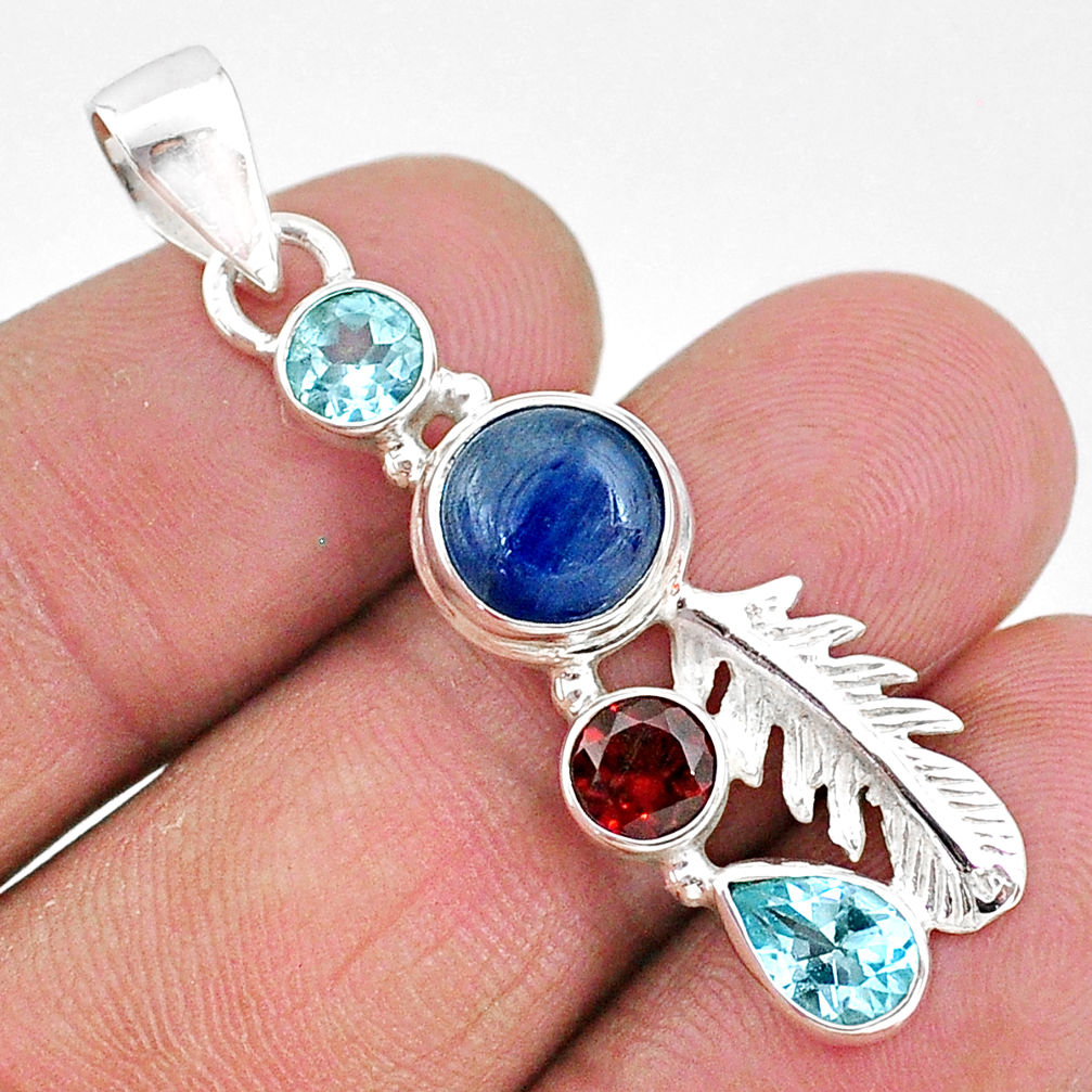 925 sterling silver 7.33cts natural blue kyanite topaz handmade pendant t2297