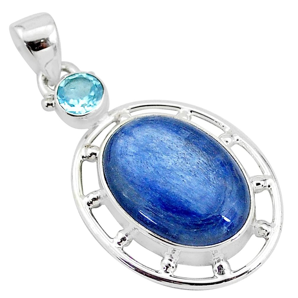 925 sterling silver 13.27cts natural blue kyanite topaz pendant jewelry t2631