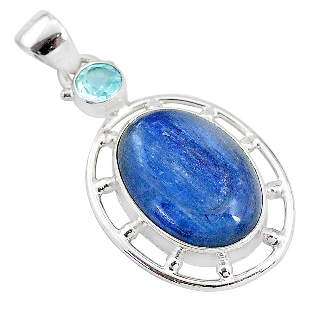 925 sterling silver 15.08cts natural blue kyanite topaz pendant jewelry t2636