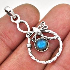 925 sterling silver 0.93cts natural blue labradorite dragonfly pendant n45135