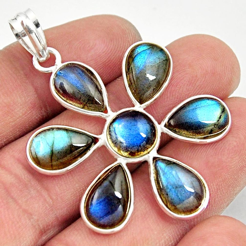 925 sterling silver 18.12cts natural blue labradorite holy cross pendant r35193
