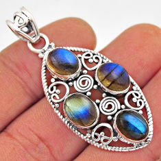 925 sterling silver 12.30cts natural blue labradorite oval pendant jewelry n2479