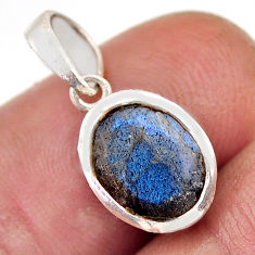 925 sterling silver 2.47cts natural blue labradorite oval pendant jewelry n2495