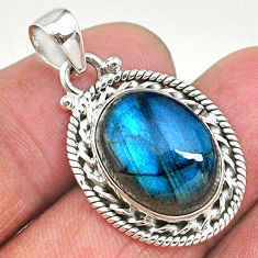 925 sterling silver 9.99cts natural blue labradorite oval pendant jewelry t11048
