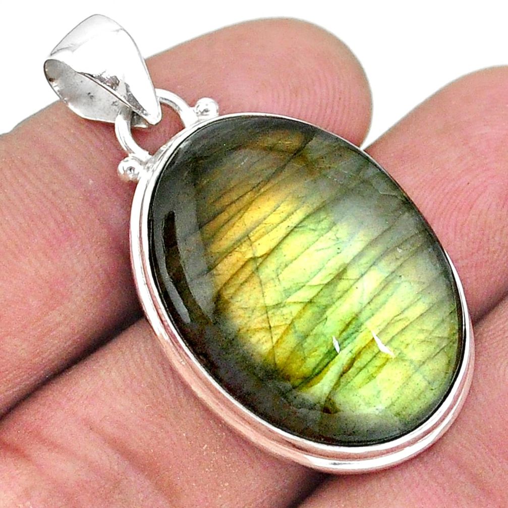 925 sterling silver 26.11cts natural blue labradorite oval shape pendant t39764