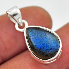 925 sterling silver 5.63cts natural blue labradorite pear pendant jewelry n35317