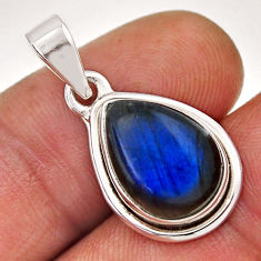 925 sterling silver 5.35cts natural blue labradorite pear pendant jewelry n41819