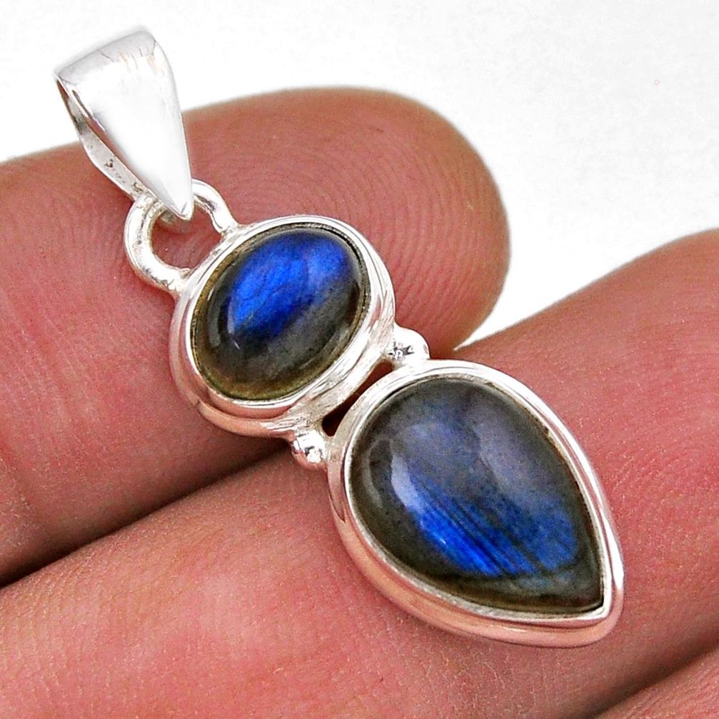 925 sterling silver 5.32cts natural blue labradorite pear pendant jewelry n44378