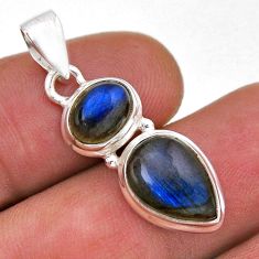 925 sterling silver 5.32cts natural blue labradorite pear pendant jewelry n44378