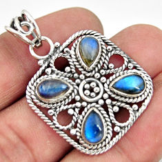 Clearance Sale- 925 sterling silver 6.96cts natural blue labradorite pear pendant jewelry r20615