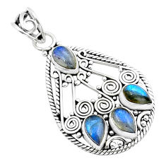 925 sterling silver 7.78cts natural blue labradorite pear pendant jewelry y15105
