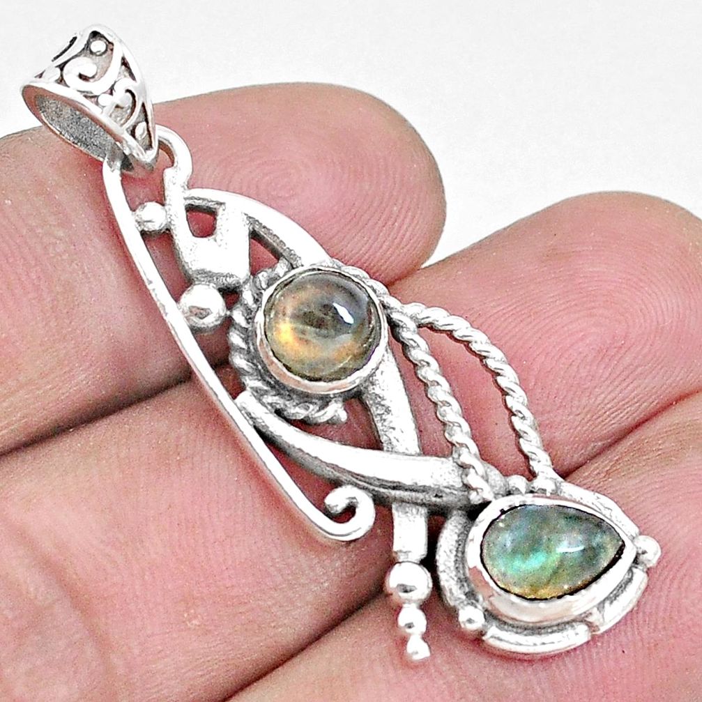 925 sterling silver 3.35cts natural blue labradorite pendant jewelry p16555