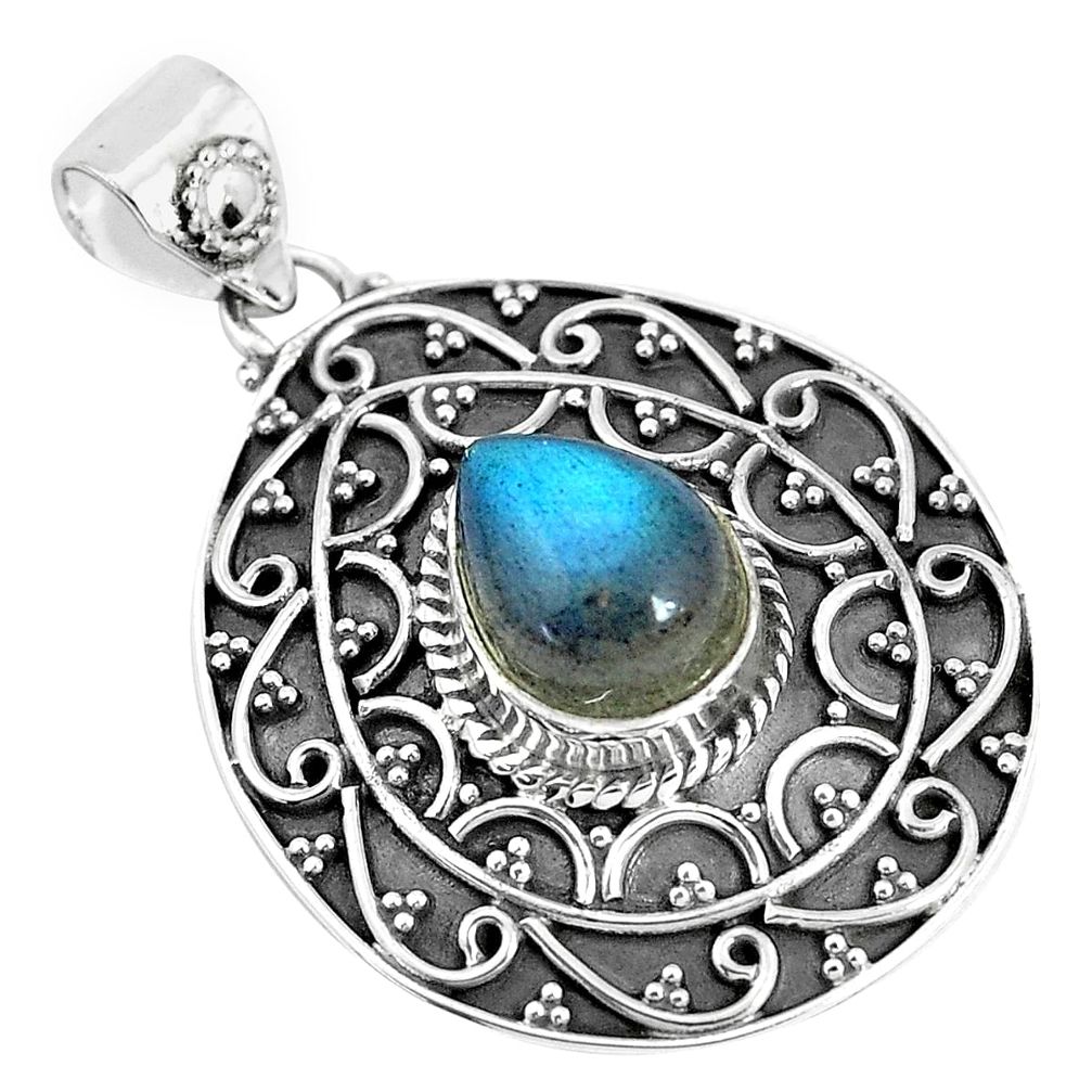 925 sterling silver 4.82cts natural blue labradorite pendant jewelry p33579