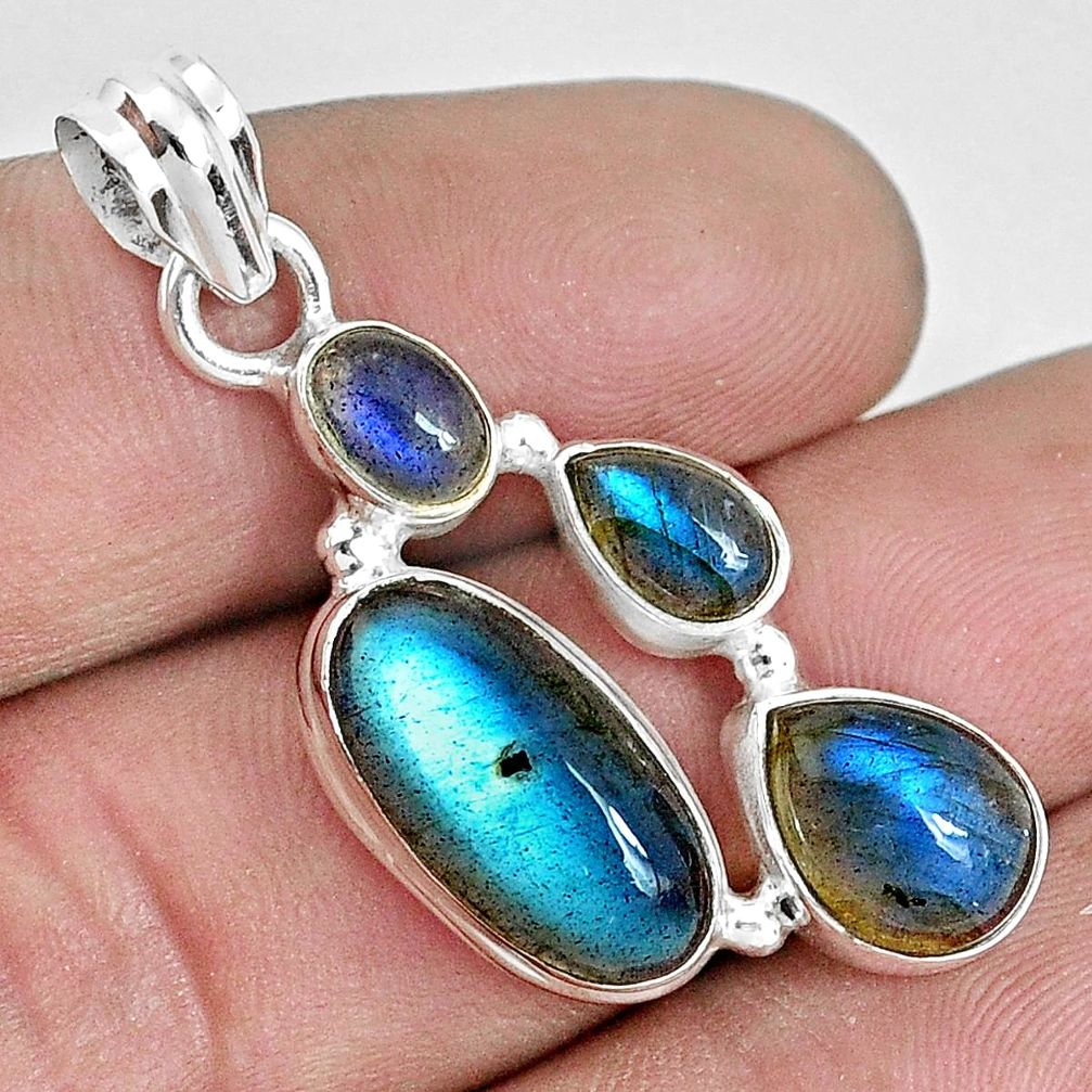 925 sterling silver 10.01cts natural blue labradorite pendant jewelry p33828