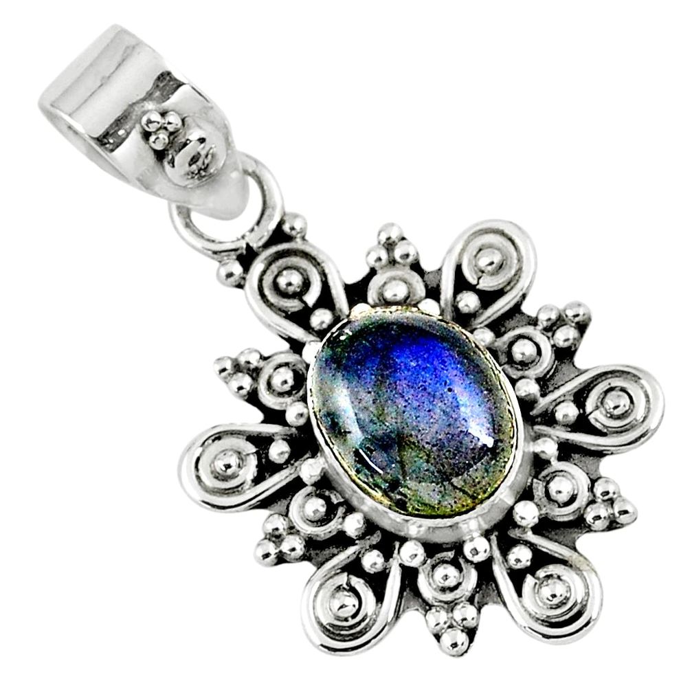 925 sterling silver 3.45cts natural blue labradorite pendant jewelry r57656