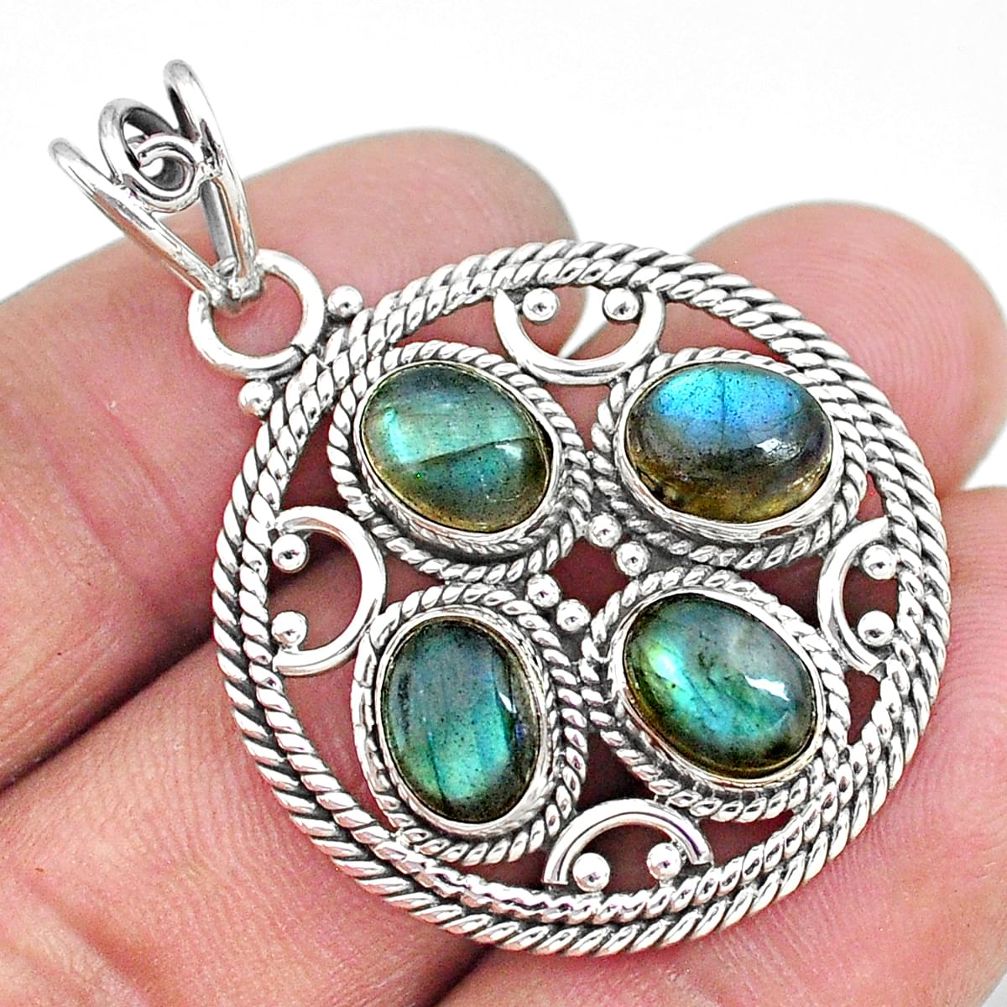 925 sterling silver 8.39cts natural blue labradorite pendant jewelry t10656