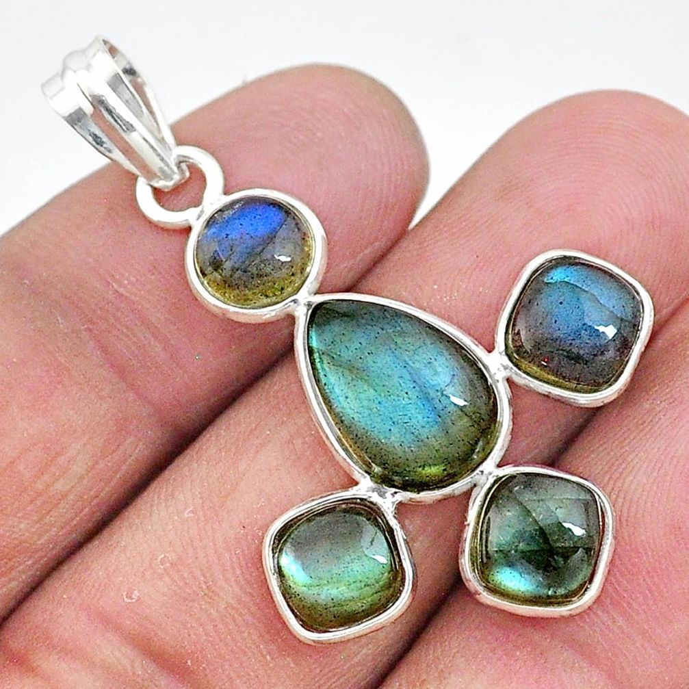 925 sterling silver 11.68cts natural blue labradorite pendant jewelry t10708