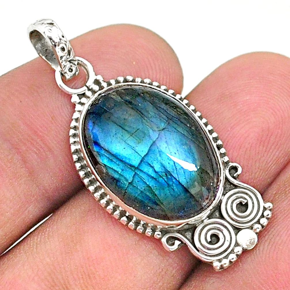 925 sterling silver 13.15cts natural blue labradorite pendant jewelry t35920