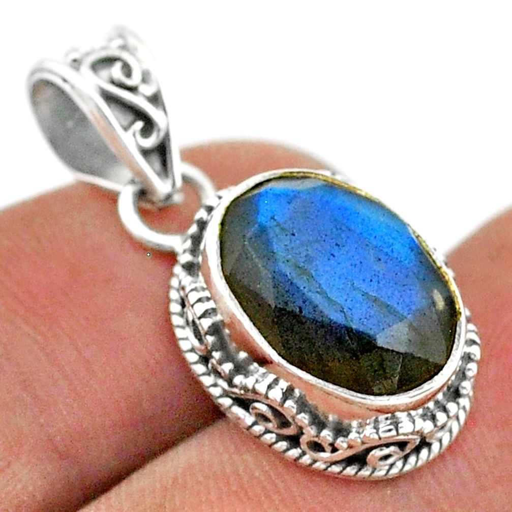 925 sterling silver 6.04cts natural blue labradorite pendant jewelry t42194