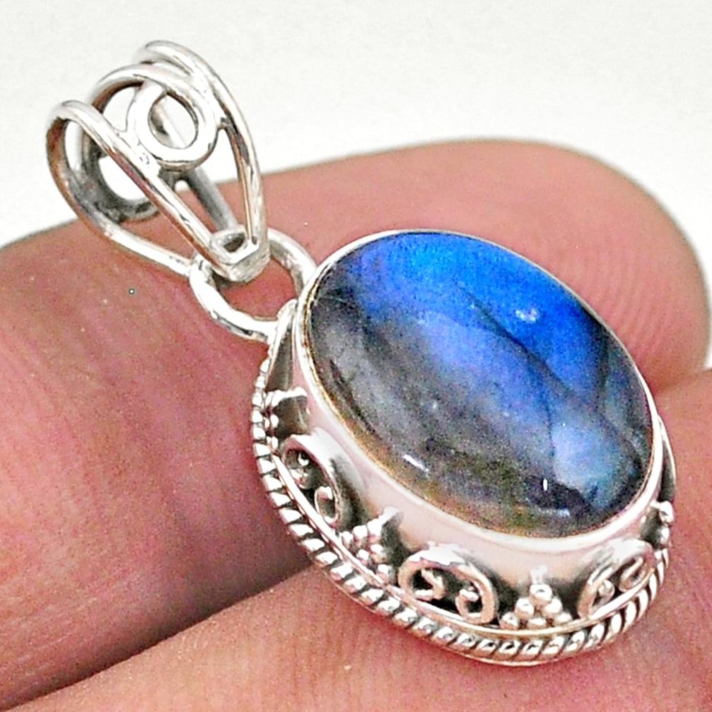 925 sterling silver 5.78cts natural blue labradorite pendant jewelry t46709