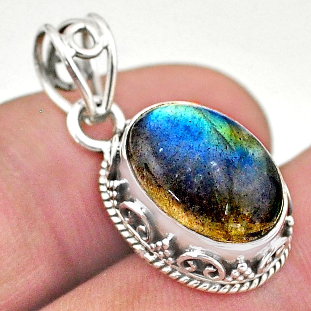 925 sterling silver 5.73cts natural blue labradorite pendant jewelry t46713