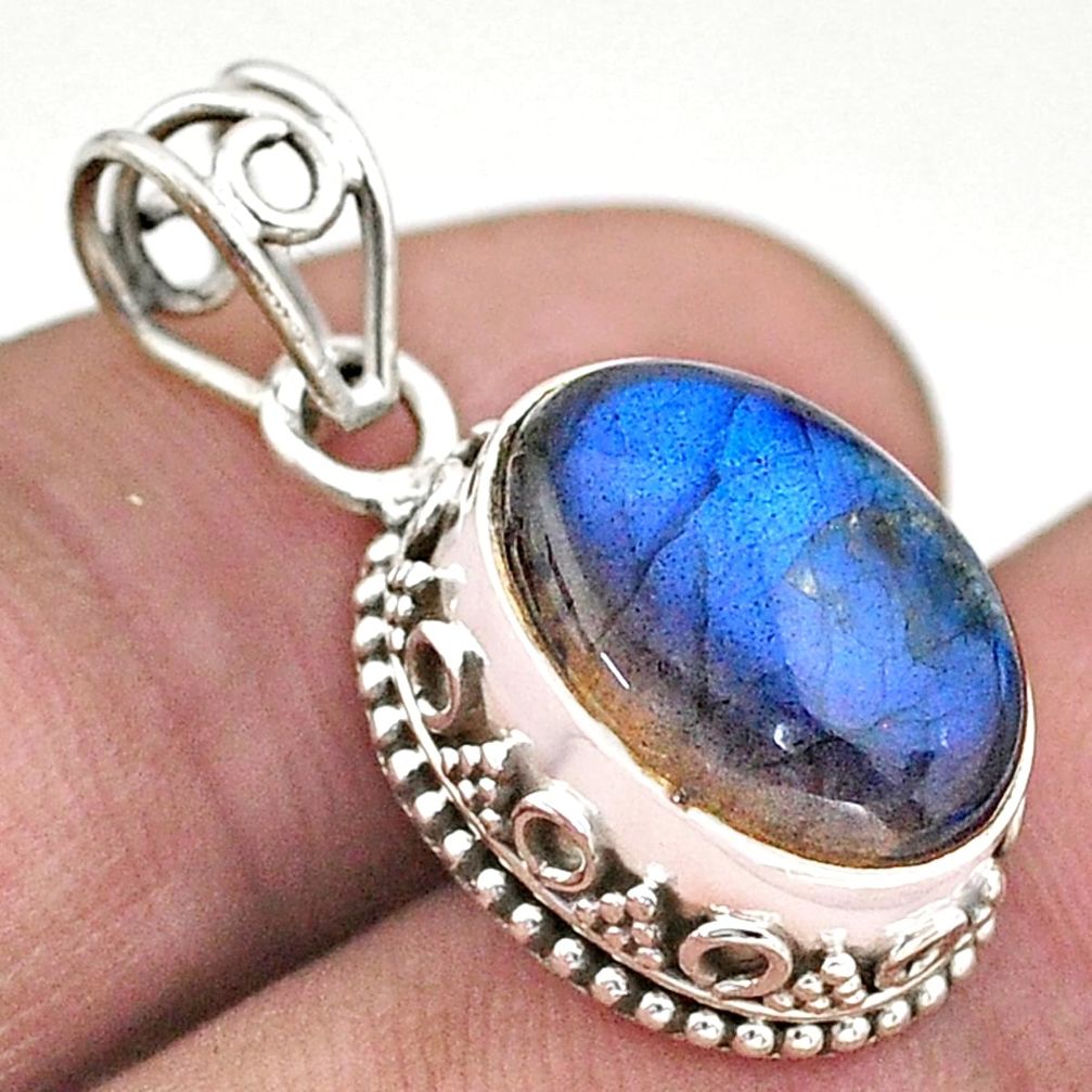 925 sterling silver 6.57cts natural blue labradorite pendant jewelry t46730