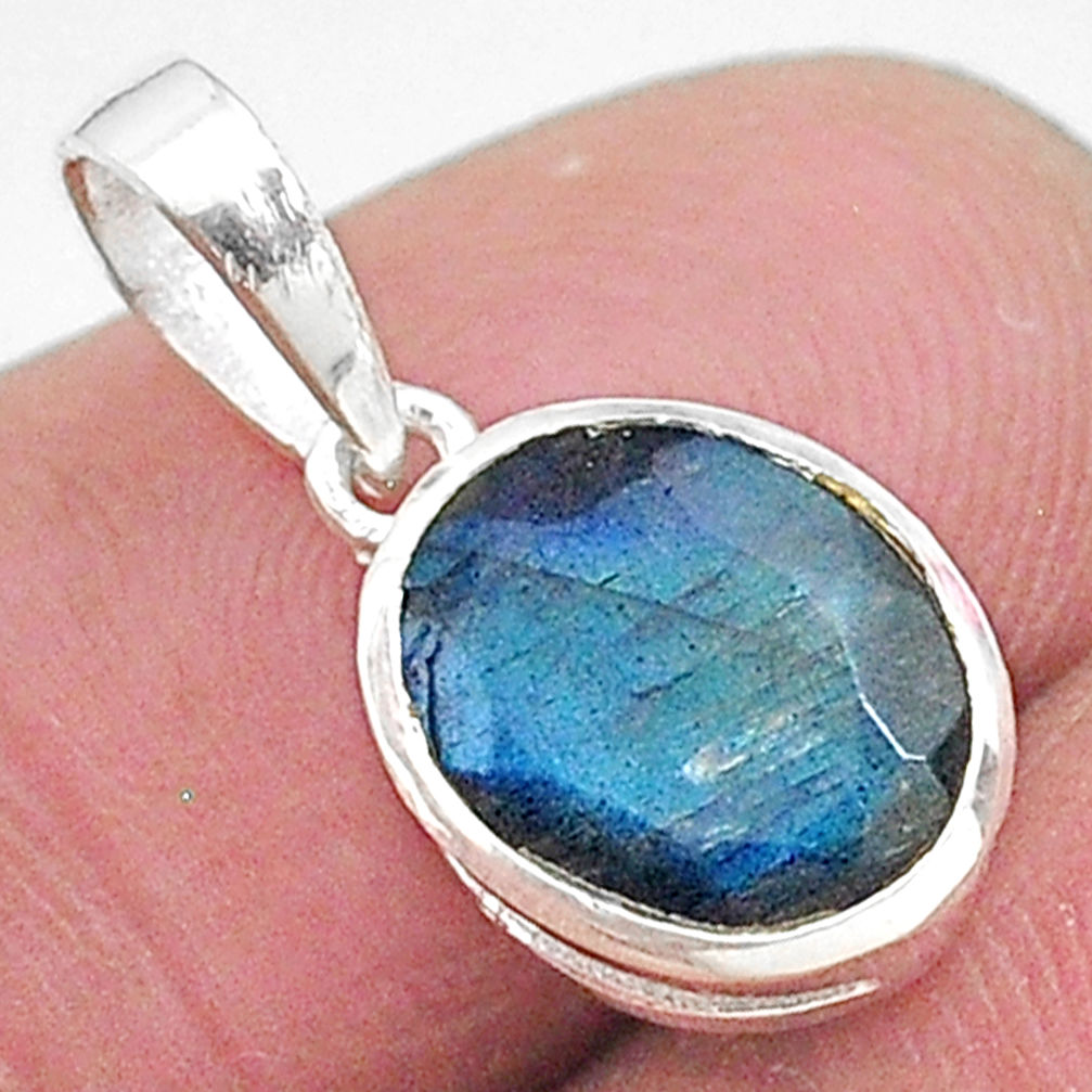 925 sterling silver 3.81cts natural blue labradorite pendant jewelry t9118
