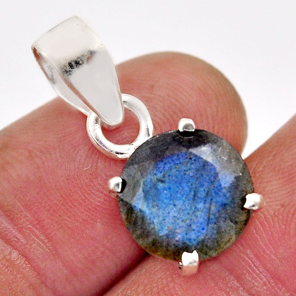 925 sterling silver 6.23cts natural blue labradorite pendant jewelry y93079