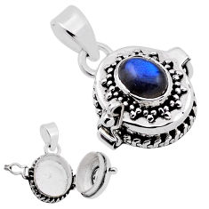925 sterling silver 2.28cts natural blue labradorite poison box pendant n31963
