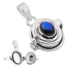 925 sterling silver 2.36cts natural blue labradorite poison box pendant n31965