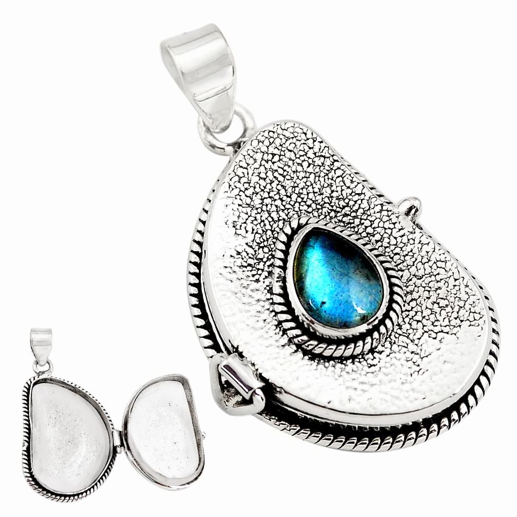 925 sterling silver 4.16cts natural blue labradorite poison box pendant p79825