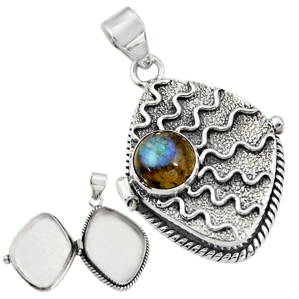 925 sterling silver 5.17cts natural blue labradorite poison box pendant r30679