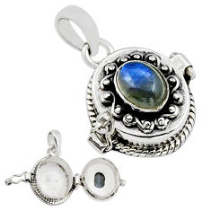 925 sterling silver 2.27cts natural blue labradorite poison box pendant y26763