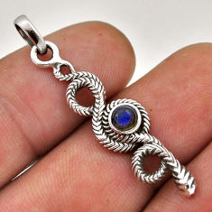 925 sterling silver 0.43cts natural blue labradorite round snake pendant n45645