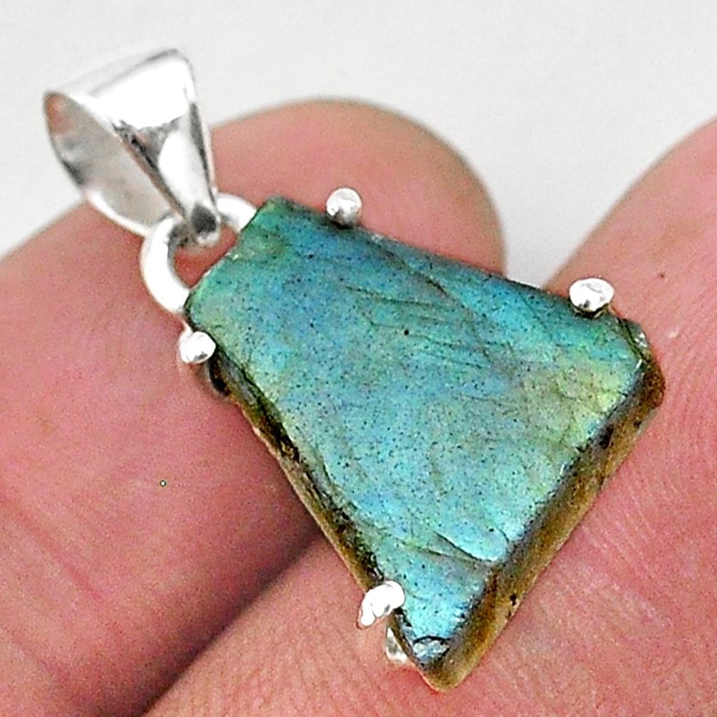 925 sterling silver 7.25cts natural blue labradorite slice fancy pendant r95520