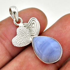 925 sterling silver 5.49cts natural blue lace agate couple hearts pendant n47075