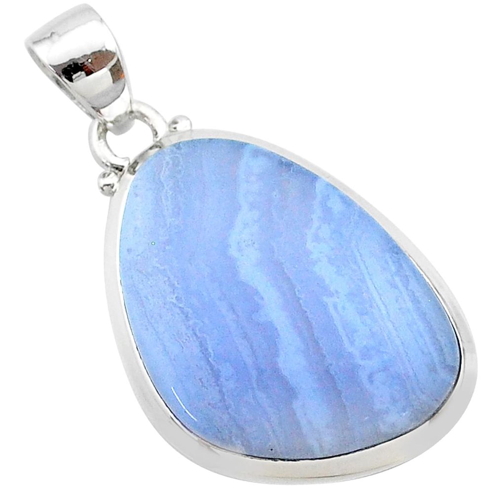925 sterling silver 14.79cts natural blue lace agate fancy pendant t22519